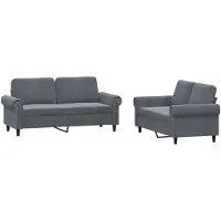 vidaXL ensemble de canapés 2 pièces avec coussins Gris foncé Velours