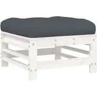 vidaXL Tabouret de jardin avec coussin 2 pcs. Blanc Pin massif