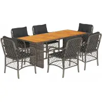 vidaXL Ensemble de jardin 7 pièces avec coussins Gris Poly rotin