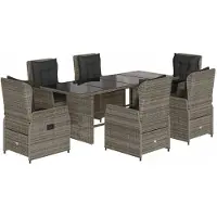 vidaXL Ensemble de jardin 7 pièces avec coussins Gris Poly rotin