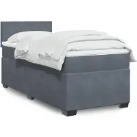 vidaXL Lit boxspring avec matelas gris foncé 100x200 cm velours