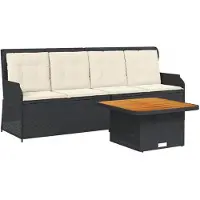 vidaXL Ensemble de salon de jardin 3 pièces avec coussins noir poly rotin