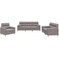 vidaXL Ensemble de canapés 3 pièces avec coussins Tissu Taupe
