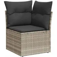 vidaXL Ensemble de salon de jardin 7 pièces avec coussins gris clair Poly rotin