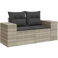 vidaXL Ensemble de salon de jardin 4 pièces avec coussins gris clair Poly rotin