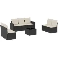 vidaXL Ensemble de jardin canapé 8 pièces avec coussins noir poly rotin