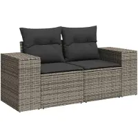 vidaXL Ensemble de salon de jardin 5 pièces avec coussins Gris Poly rotin