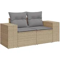 vidaXL ensemble de salon de jardin 4 pièces avec coussins Beige Poly Rattan