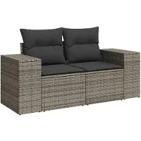 vidaXL Ensemble de salon de jardin 3 pièces avec coussins Gris Poly rotin