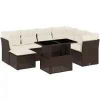 vidaXL Ensemble de jardin canapé 8 pièces avec coussins Marron Poly rotin