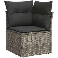 vidaXL Ensemble de salon de jardin 9 pièces avec coussins Gris Poly rotin