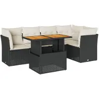 vidaXL Ensemble de salon de jardin 6 pièces avec coussins noir poly rotin