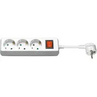 Pro 51083 Multiprise avec interrupteur 3 m, blanc, 3 m - 3x prise femelle avec contact de protection, sécurité enfants