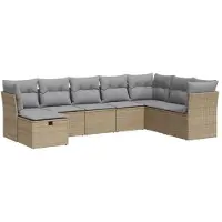 vidaXL Ensemble de jardin canapé 8 pièces avec coussins Beige Poly Rattan