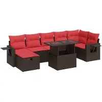 vidaXL Ensemble de jardin canapé 8 pièces avec coussins Marron Poly rotin