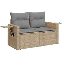 vidaXL Salon de jardin avec coussins 4 pcs beige résine tressée