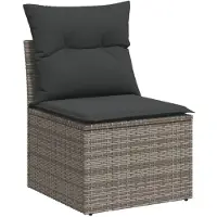 vidaXL ensemble de salon de jardin 4 pièces avec coussins Gris Poly Rattan