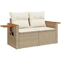 vidaXL Ensemble de salon de jardin 5 pièces avec coussins Beige Poly Rattan