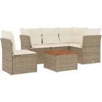 vidaXL Salon de jardin avec coussins 6 pcs beige résine tressée