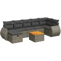 vidaXL Ensemble de jardin canapé 8 pièces avec coussins Gris Poly rotin