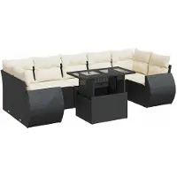 vidaXL Ensemble de jardin canapé 8 pièces avec coussins noir poly rotin
