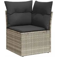 vidaXL Canapé d'angle de jardin avec coussins gris clair Poly rotin