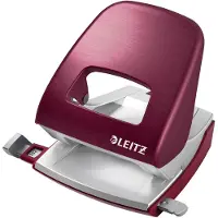 Leitz Perforateur de bureau - - Style - Métal - Rouge Grenat - 30 feuilles max