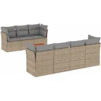 vidaXL Ensemble de jardin canapé 8 pièces avec coussins Beige Poly Rattan