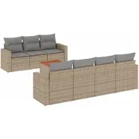 vidaXL Ensemble de jardin canapé 8 pièces avec coussins Beige Poly Rattan