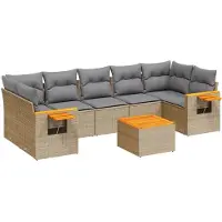 vidaXL Ensemble de jardin canapé 8 pièces avec coussins Beige Poly Rattan
