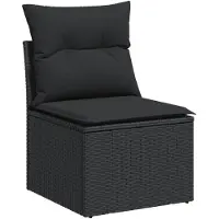 vidaXL Ensemble de salon de jardin 9 pièces avec coussins noir poly rotin