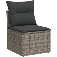 vidaXL Ensemble de salon de jardin 5 pièces avec coussins Gris Poly rotin