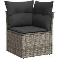vidaXL Ensemble de salon de jardin 10 pièces avec coussins Gris Poly Rattan