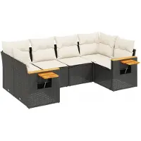 vidaXL Ensemble de salon de jardin 6 pièces avec coussins noir poly rotin