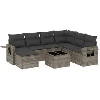 vidaXL Ensemble de salon de jardin 7 pièces avec coussins Gris Poly rotin