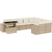vidaXL Ensemble de salon de jardin 10 pièces avec coussins Beige Poly Rattan