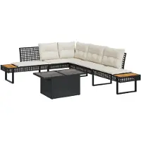 vidaXL Ensemble de salon de jardin 2 pièces avec coussins noir Poly rotin verre