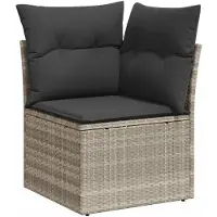 vidaXL Ensemble de jardin canapé 8 pièces avec coussins gris clair Poly rotin