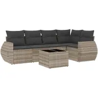 vidaXL Ensemble de salon de jardin 6 pièces avec coussins gris clair Poly rotin