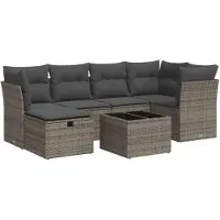 vidaXL Ensemble de salon de jardin 6 pièces avec coussins Gris Poly rotin