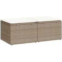 vidaXL Ensemble de salon de jardin 2 pièces avec coussins Beige Poly rotin Acacia