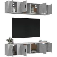 vidaXL Ensemble de meubles TV 6 pcs Gris béton Bois d'ingénierie