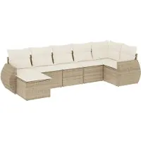 vidaXL Ensemble de salon de jardin 7 pièces avec coussins Marron Poly rotin