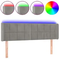 vidaXL Tête de lit à LED Gris clair 147x16x78/88 cm Velours