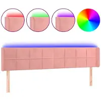 vidaXL LED Tête de lit rose 183x16x78/88 cm velours