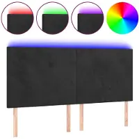 vidaXL LED Tête de lit noir 180x5x118/128 cm velours