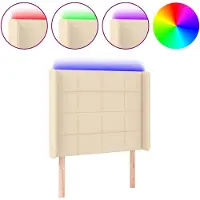 vidaXL Tête de lit LED Crème 93x16x118/128 cm Tissu