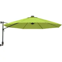 vidaXL Parasol mural avec LEDs Vert pomme 290 cm