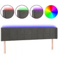 vidaXL Tête de lit LED gris foncé 203x16x78/88 cm velours