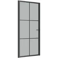 vidaXL Porte intérieure 93x201,5 cm noir verre dépoli et aluminium